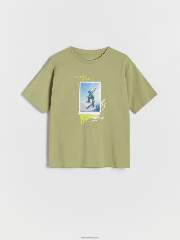 măsline Reserved băieți îmbrăcăminte tricou supradimensionat cu aplicatie 648HZ2161