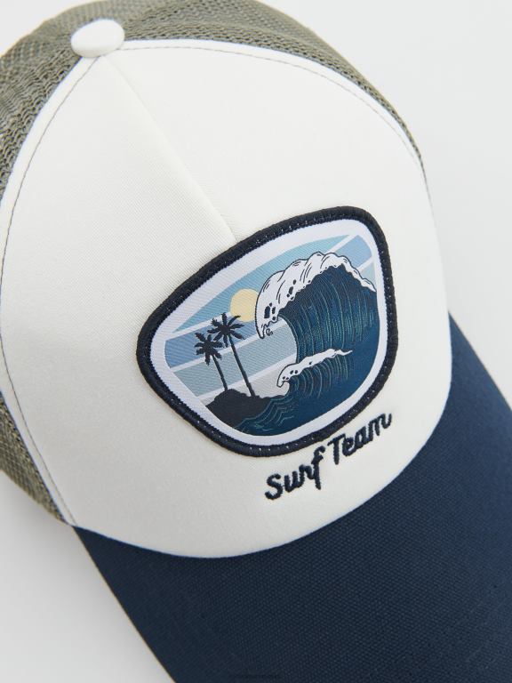 măsline Reserved bărbați accesorii șapcă de camioner cu plasture 648HZ1644