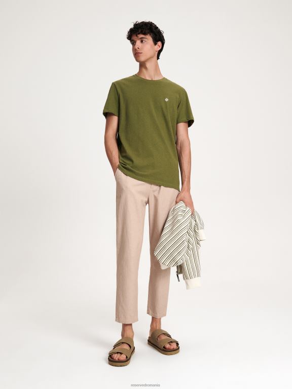 măsline Reserved bărbați îmbrăcăminte stil de modă tricou cu potrivire obișnuită 648HZ1255