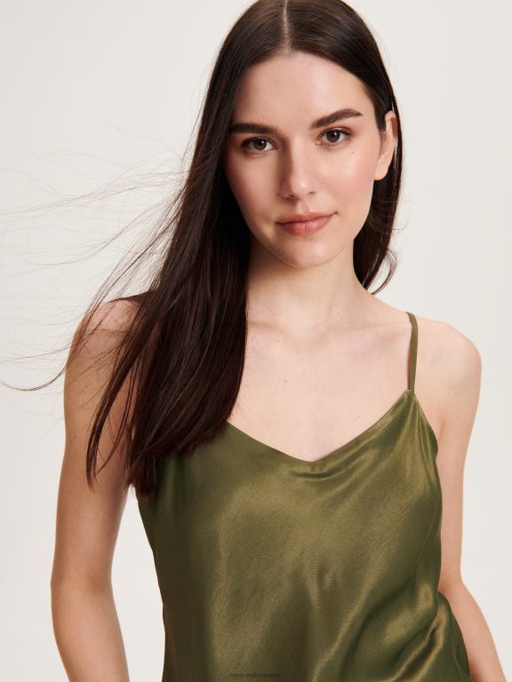 măsline Reserved femei îmbrăcăminte blat din satin 648HZ332