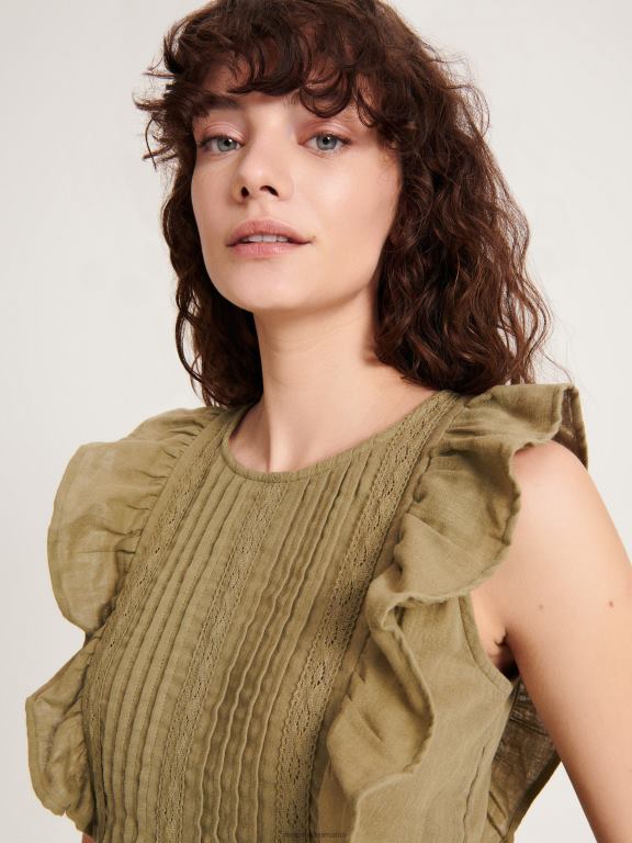 măsline Reserved femei îmbrăcăminte bluză cu tiv peplum 648HZ363