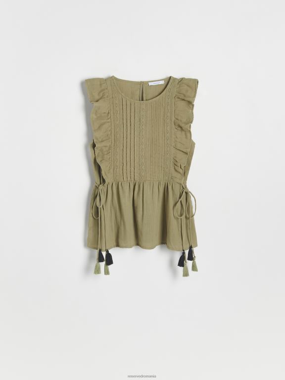 măsline Reserved femei îmbrăcăminte bluză cu tiv peplum 648HZ363