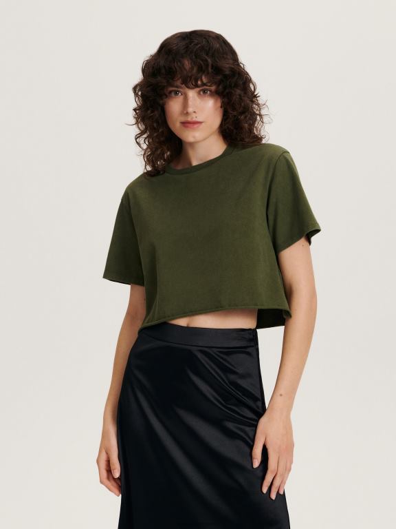 măsline Reserved femei îmbrăcăminte tricou scurt 648HZ479