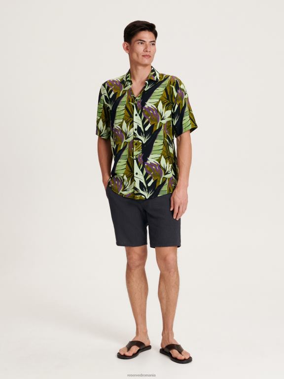 măsline ușor Reserved bărbați îmbrăcăminte cămașă din viscoză cu potrivire normală 648HZ1392