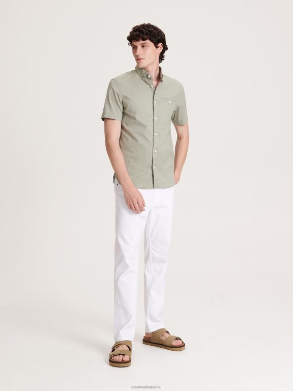 măsline ușor Reserved bărbați îmbrăcăminte cămașă simplă slim fit 648HZ1396