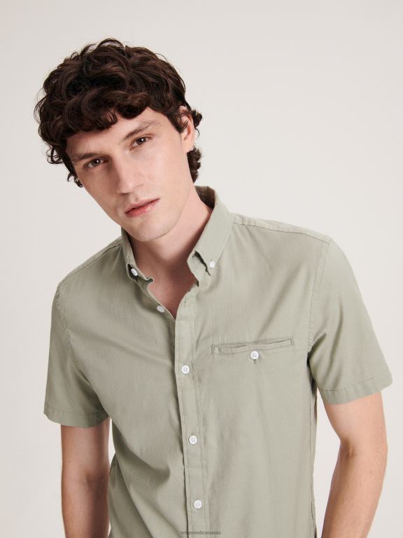măsline ușor Reserved bărbați îmbrăcăminte cămașă simplă slim fit 648HZ1396