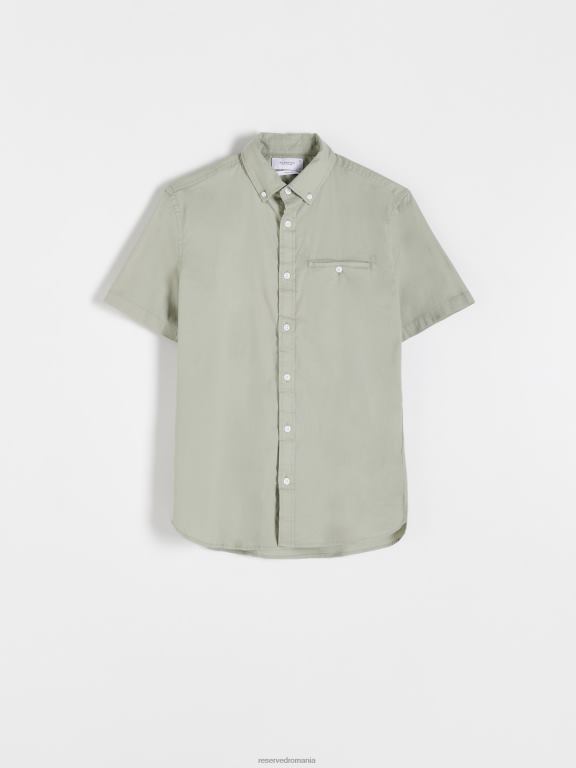 măsline ușor Reserved bărbați îmbrăcăminte cămașă simplă slim fit 648HZ1396