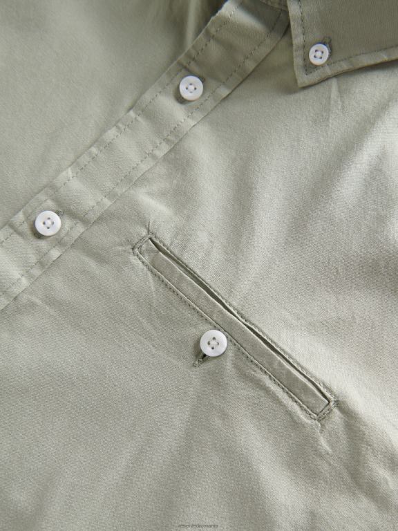 măsline ușor Reserved bărbați îmbrăcăminte cămașă simplă slim fit 648HZ1396