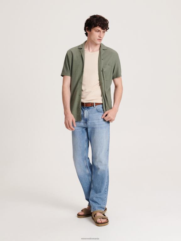 măsline ușor Reserved bărbați îmbrăcăminte cămașă supradimensionată 648HZ1385