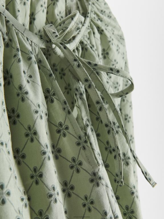 măsline ușor Reserved femei îmbrăcăminte bluză cu inserții cu model 648HZ36