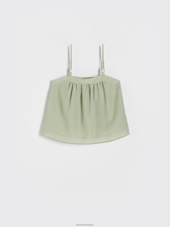 măsline ușor Reserved femei îmbrăcăminte bluză cu pietre decorative 648HZ346