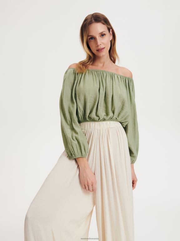 măsline ușor Reserved femei îmbrăcăminte top bogat în viscoză 648HZ337