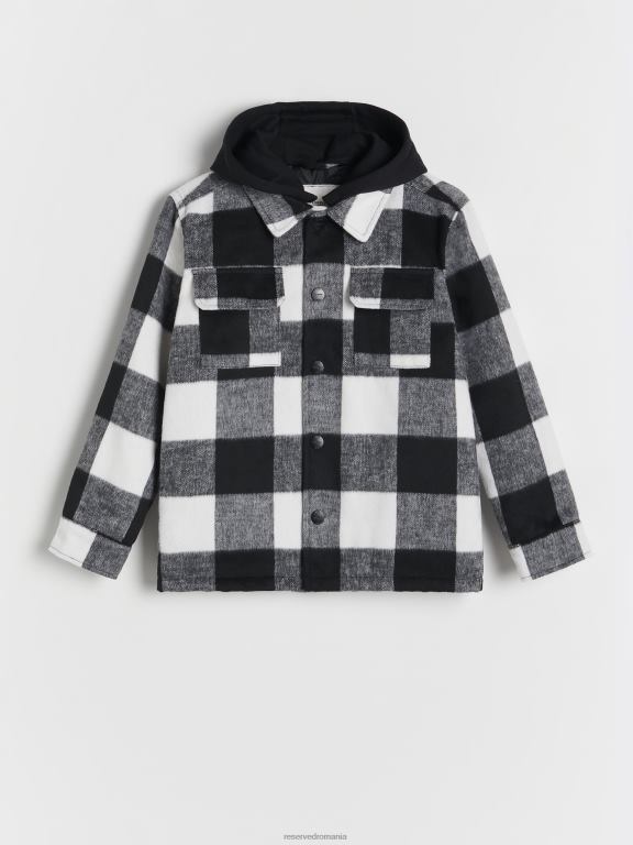 negru Reserved băieți îmbrăcăminte check shacket 648HZ2160