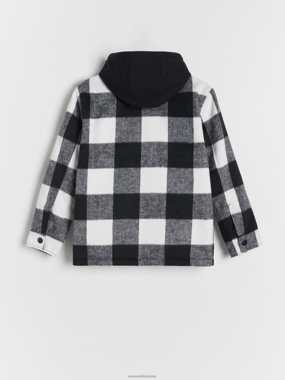 negru Reserved băieți îmbrăcăminte check shacket 648HZ2160
