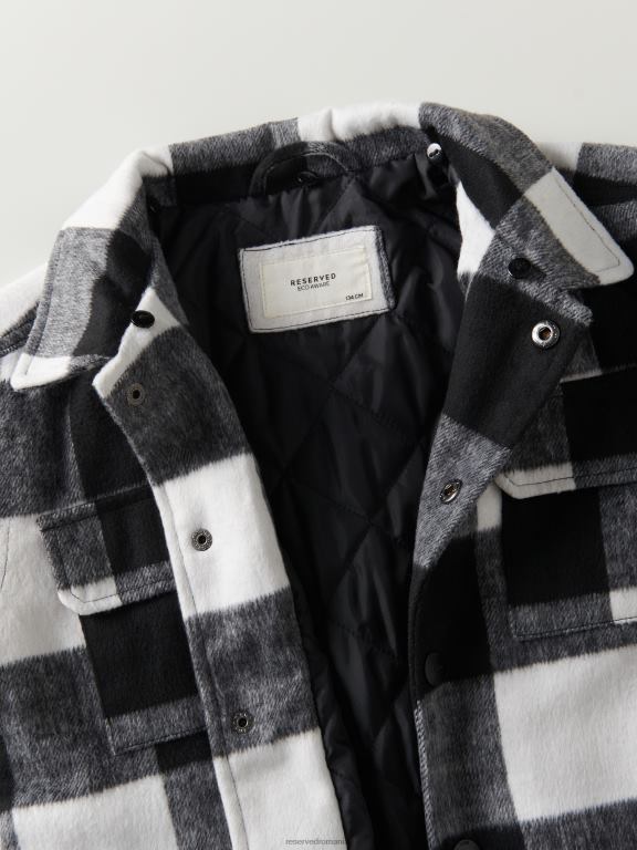 negru Reserved băieți îmbrăcăminte check shacket 648HZ2160