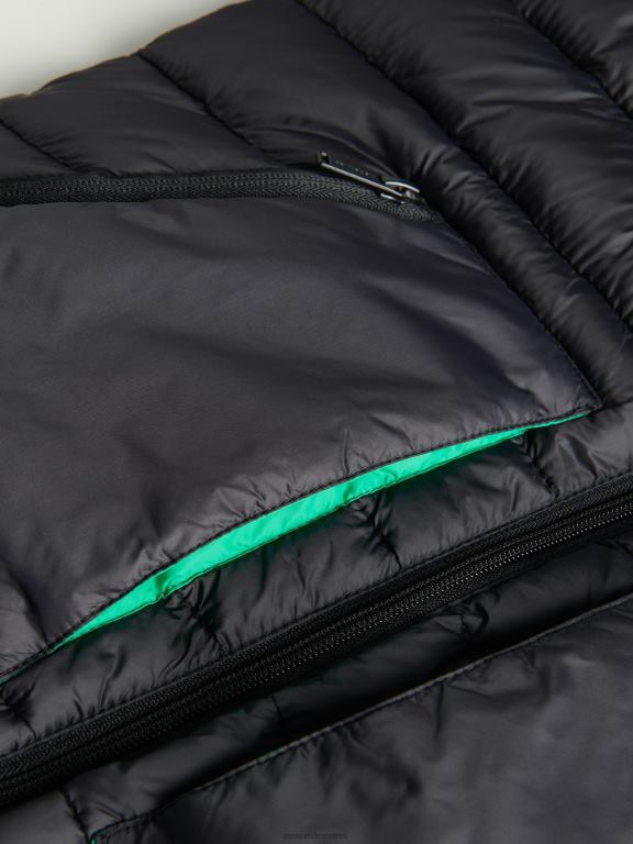 negru Reserved băieți îmbrăcăminte geacă matlasată cu glugă 648HZ2039