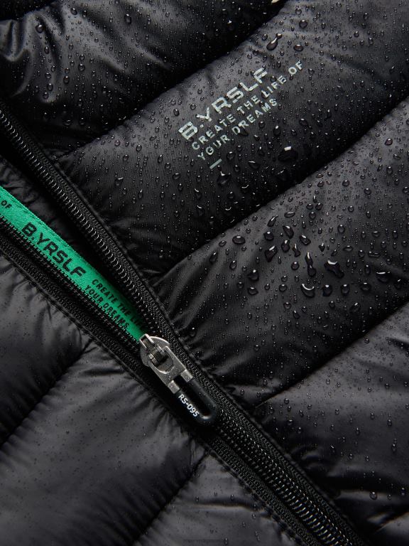 negru Reserved băieți îmbrăcăminte geacă matlasată cu glugă 648HZ2039