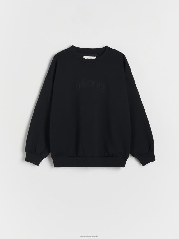 negru Reserved băieți îmbrăcăminte hanorac imprimat 648HZ2076