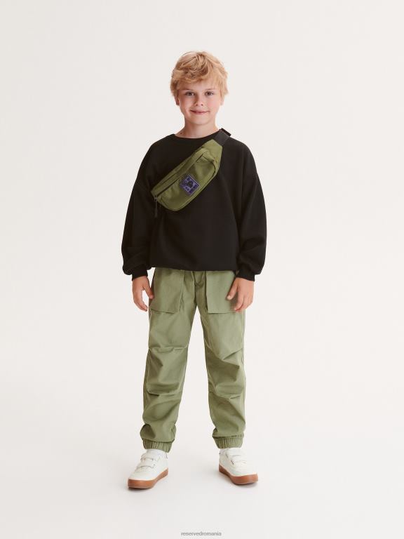 negru Reserved băieți îmbrăcăminte hanorac imprimat 648HZ2076