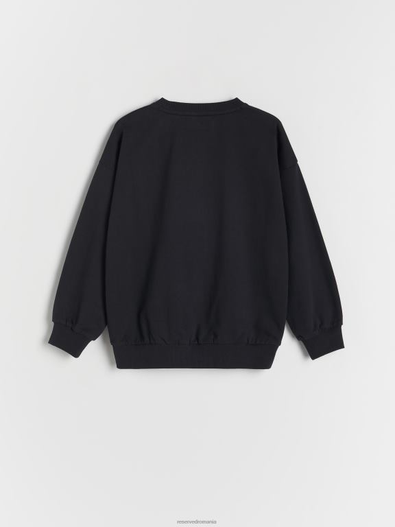 negru Reserved băieți îmbrăcăminte hanorac simplu simplu 648HZ2074