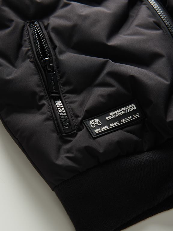 negru Reserved băieți îmbrăcăminte jachetă bomber matlasată 648HZ2143