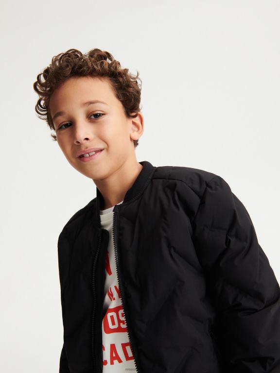 negru Reserved băieți îmbrăcăminte jachetă bomber matlasată 648HZ2194
