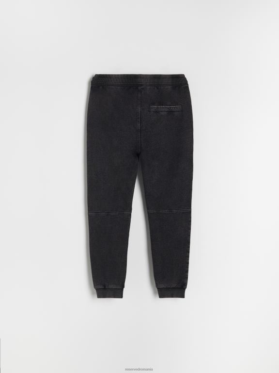 negru Reserved băieți îmbrăcăminte pantaloni de trening cu efect de spalare 648HZ2139