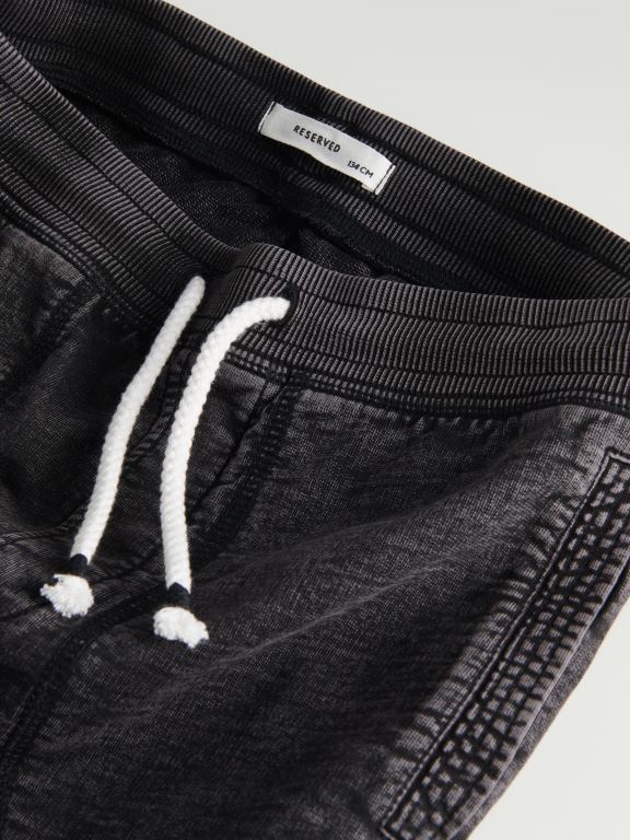 negru Reserved băieți îmbrăcăminte pantaloni de trening cu efect de spalare 648HZ2139