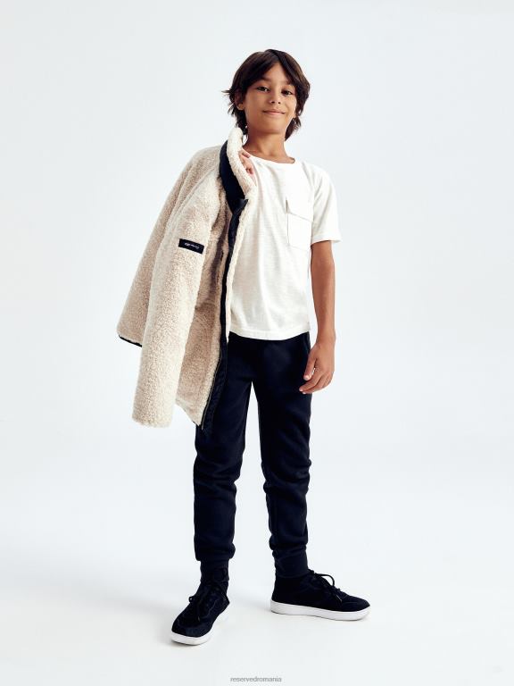 negru Reserved băieți îmbrăcăminte pantaloni de trening cu fermoar 648HZ2119