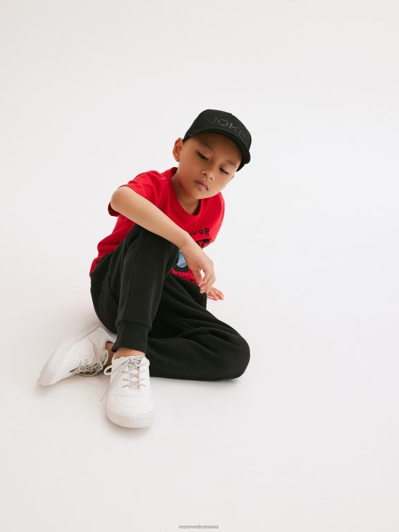 negru Reserved băieți îmbrăcăminte pantaloni de trening cu fermoar 648HZ2119