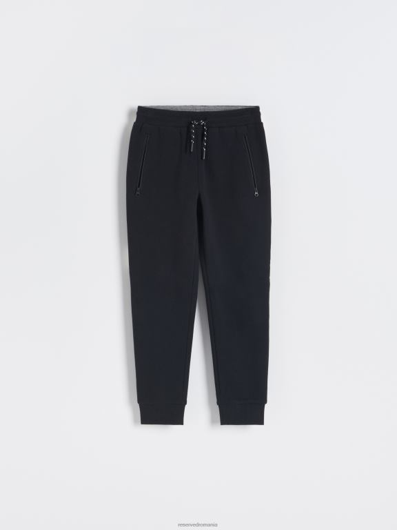 negru Reserved băieți îmbrăcăminte pantaloni de trening cu fermoar 648HZ2190