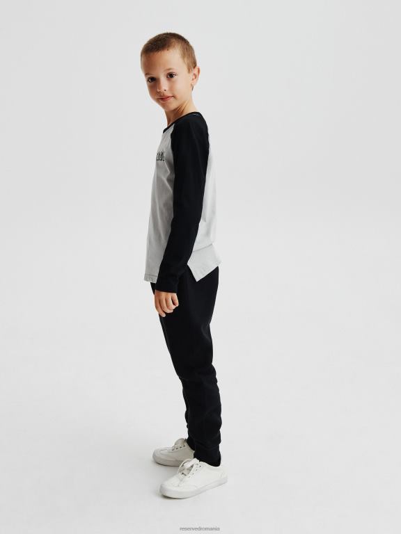 negru Reserved băieți îmbrăcăminte pantaloni de trening cu fermoar 648HZ2190