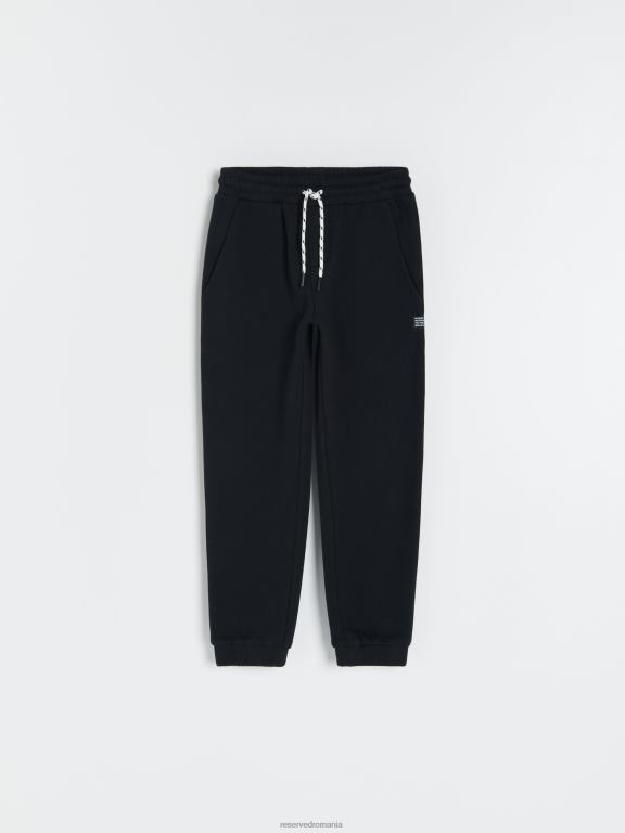 negru Reserved băieți îmbrăcăminte pantaloni de trening cu plasture 648HZ2165