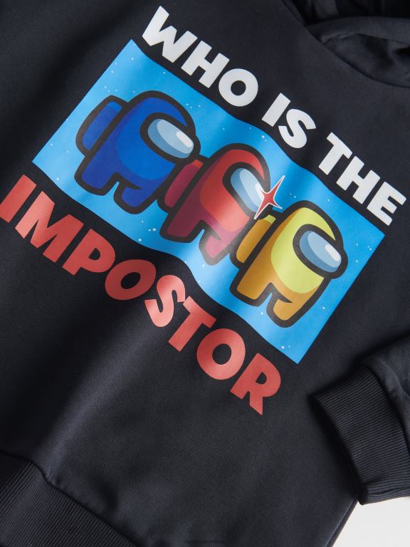 negru Reserved băieți îmbrăcăminte printre noi hanoracul 648HZ2083