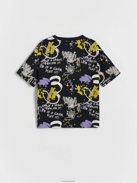 negru Reserved băieți îmbrăcăminte tricou cu imprimeu 648HZ2028