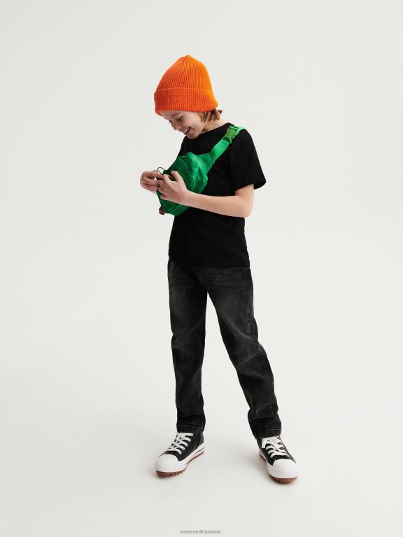 negru Reserved băieți îmbrăcăminte tricou din bumbac 648HZ2098