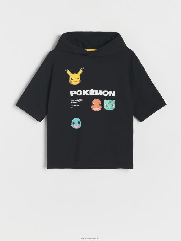negru Reserved băieți îmbrăcăminte tricou pokemon 648HZ2030