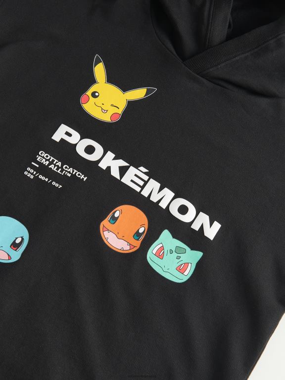 negru Reserved băieți îmbrăcăminte tricou pokemon 648HZ2030