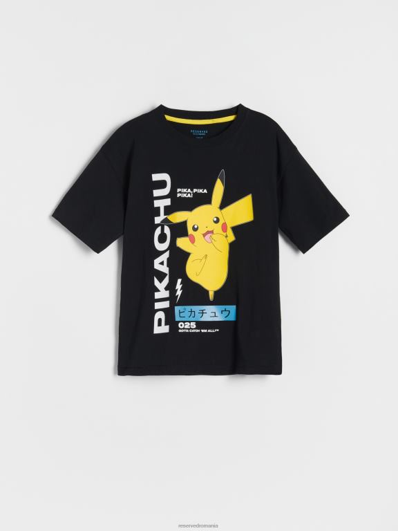 negru Reserved băieți îmbrăcăminte tricou pokemon 648HZ2079
