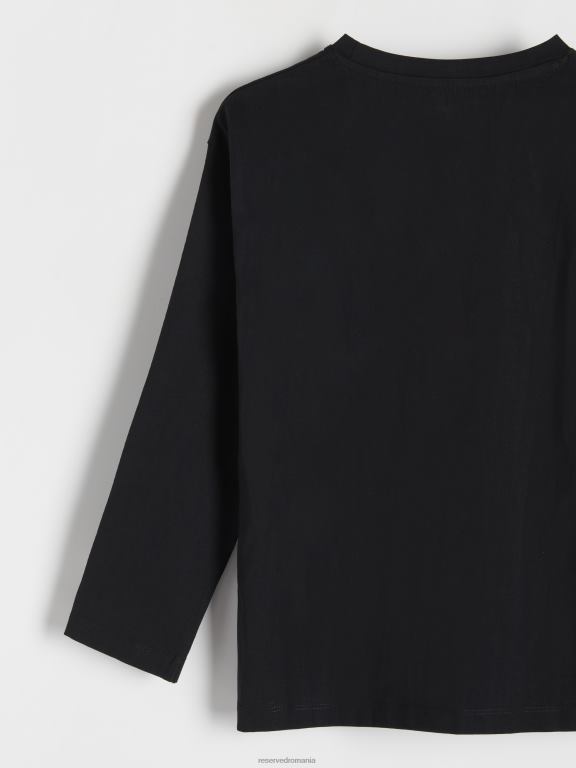 negru Reserved băieți îmbrăcăminte tricou pokemon supradimensionat cu maneca lunga 648HZ2034
