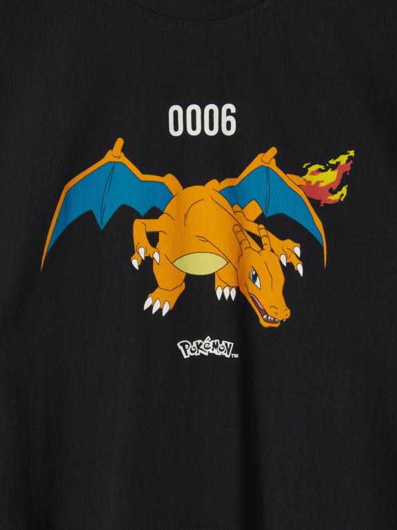negru Reserved băieți îmbrăcăminte tricou pokemon supradimensionat cu maneca lunga 648HZ2034
