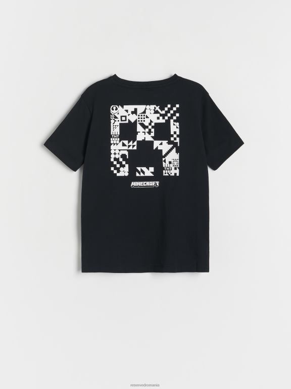 negru Reserved băieți îmbrăcăminte tricou supradimensionat minecraft 648HZ2011