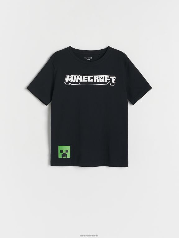 negru Reserved băieți îmbrăcăminte tricou supradimensionat minecraft 648HZ2011