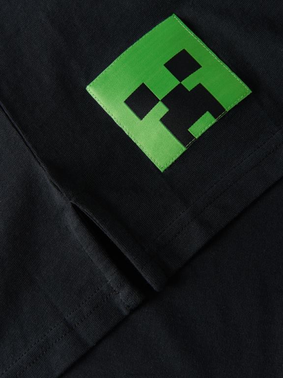 negru Reserved băieți îmbrăcăminte tricou supradimensionat minecraft 648HZ2011