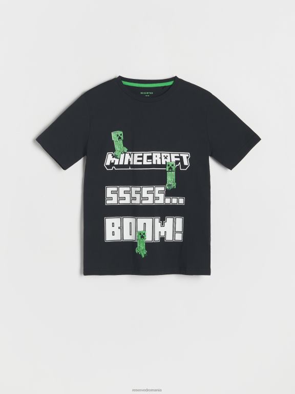 negru Reserved băieți îmbrăcăminte tricou supradimensionat minecraft 648HZ2124