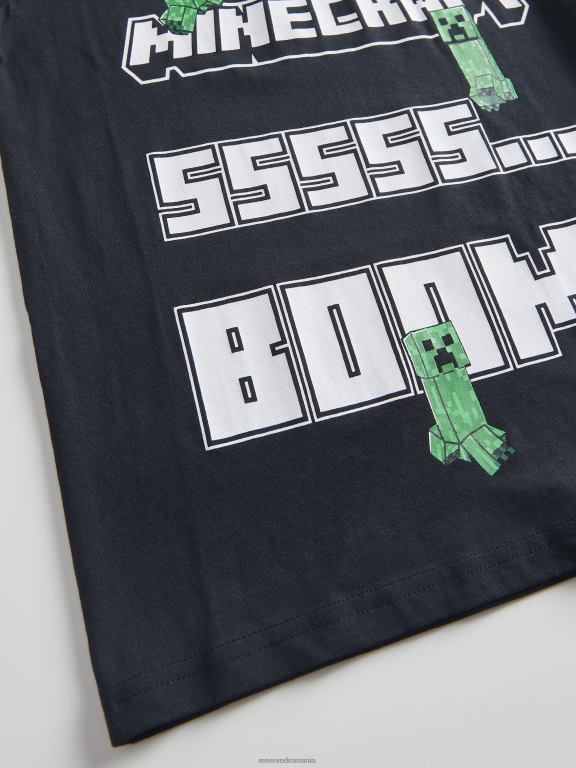 negru Reserved băieți îmbrăcăminte tricou supradimensionat minecraft 648HZ2124