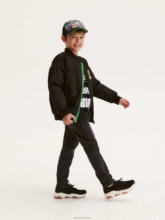 negru Reserved băieți îmbrăcăminte tricou supradimensionat minecraft 648HZ2124