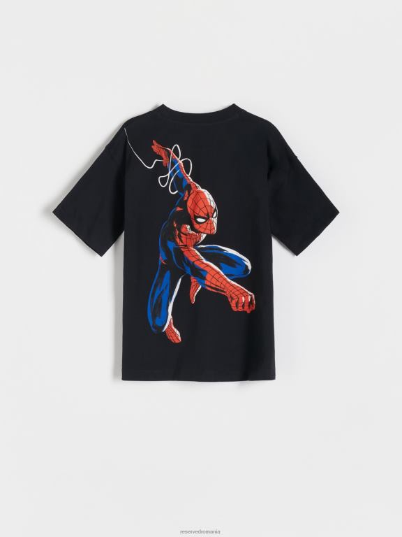 negru Reserved băieți îmbrăcăminte tricou supradimensionat spider-man 648HZ2096