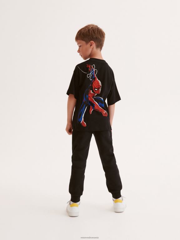 negru Reserved băieți îmbrăcăminte tricou supradimensionat spider-man 648HZ2096