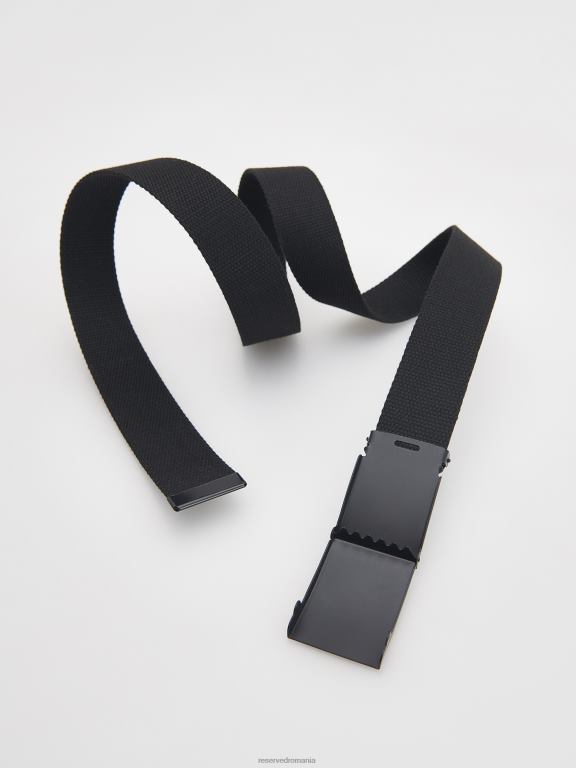 negru Reserved bărbați accesorii centura cu catarama 648HZ1694